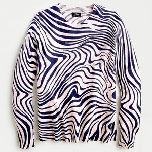 J. Crew Women's Cashmere Sweater Zebra Stripe Pink Blue Thin Knit Small $198